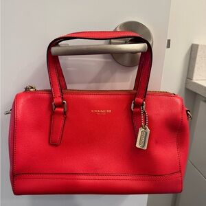 Rare Vintage Coach Red Leather Handbag